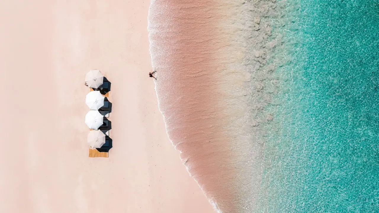 Why is the Beach Pink in Komodo